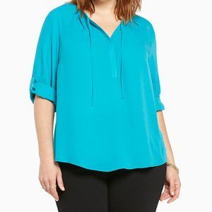 TORRID GEORGETTE TIE NECK TOP - ENAMEL BLUE - 00